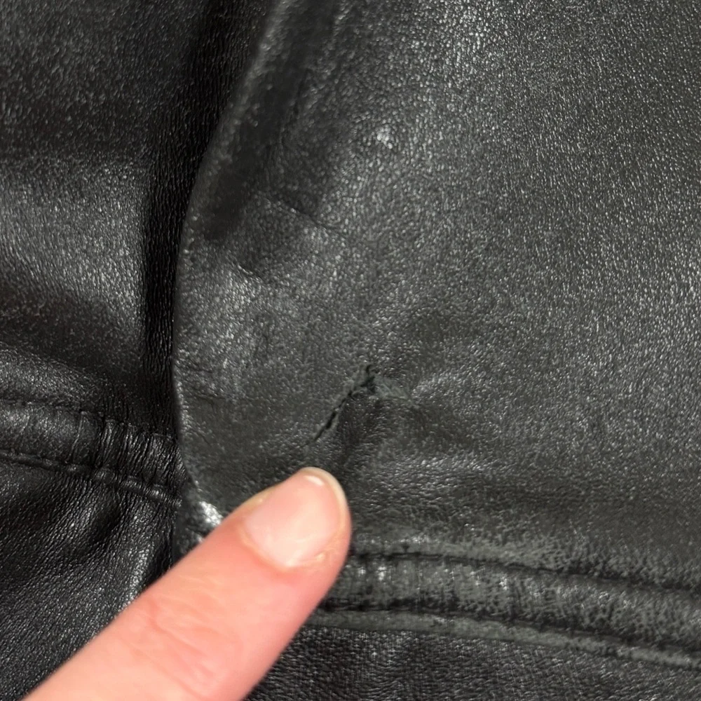 Vintage 90s Black Genuine Leather Distressed Full Zip Bomber Jacket Mens Size XL